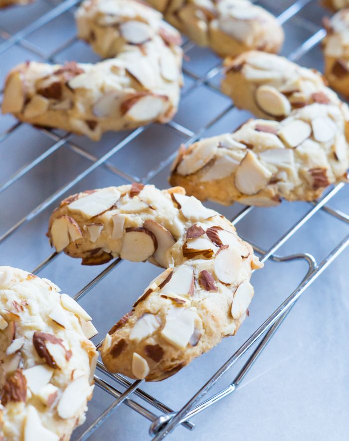 Mandelhoernchen ChocolateDipped Almond Horns Bake at 350°